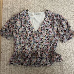 All Saints Ilia Sketch Multicolor Wrap Blouse Size 6